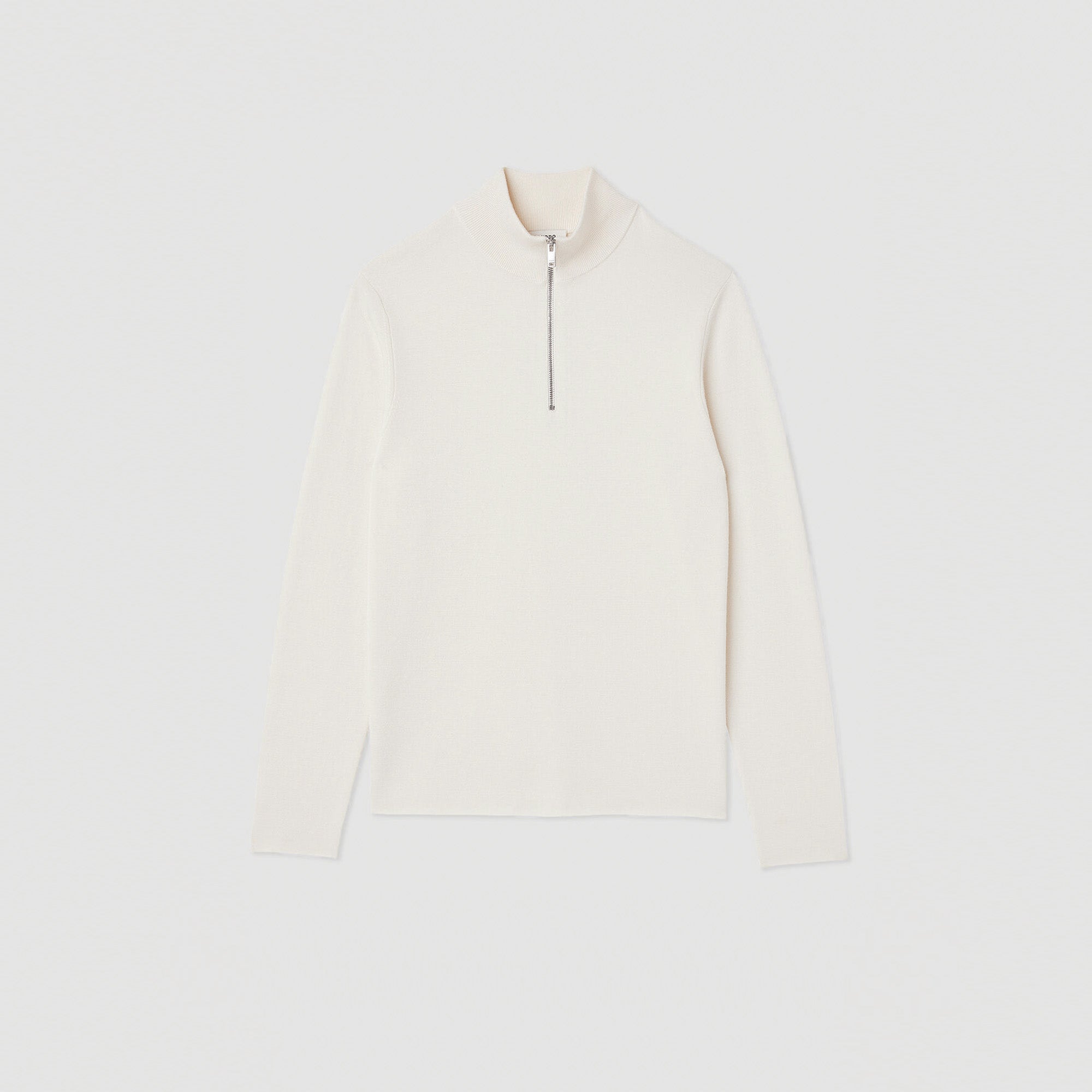 Zip Sweater Wool Jumper With Zip Collar Off White