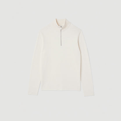 Zip Sweater Wool Jumper With Zip Collar Off White