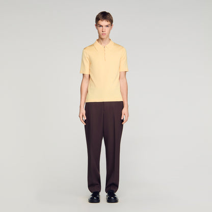 Knitted Polo Shirt With Zip Collar Light Yellow