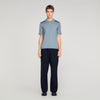Knitted Polo Shirt With Zip Collar Grey Blu