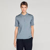 Knitted Polo Shirt With Zip Collar Grey Blu