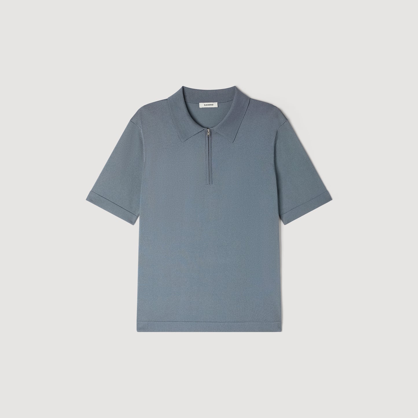 Pablo Zip Knitted Polo Shirt With Zip Collar Grey / Blu
