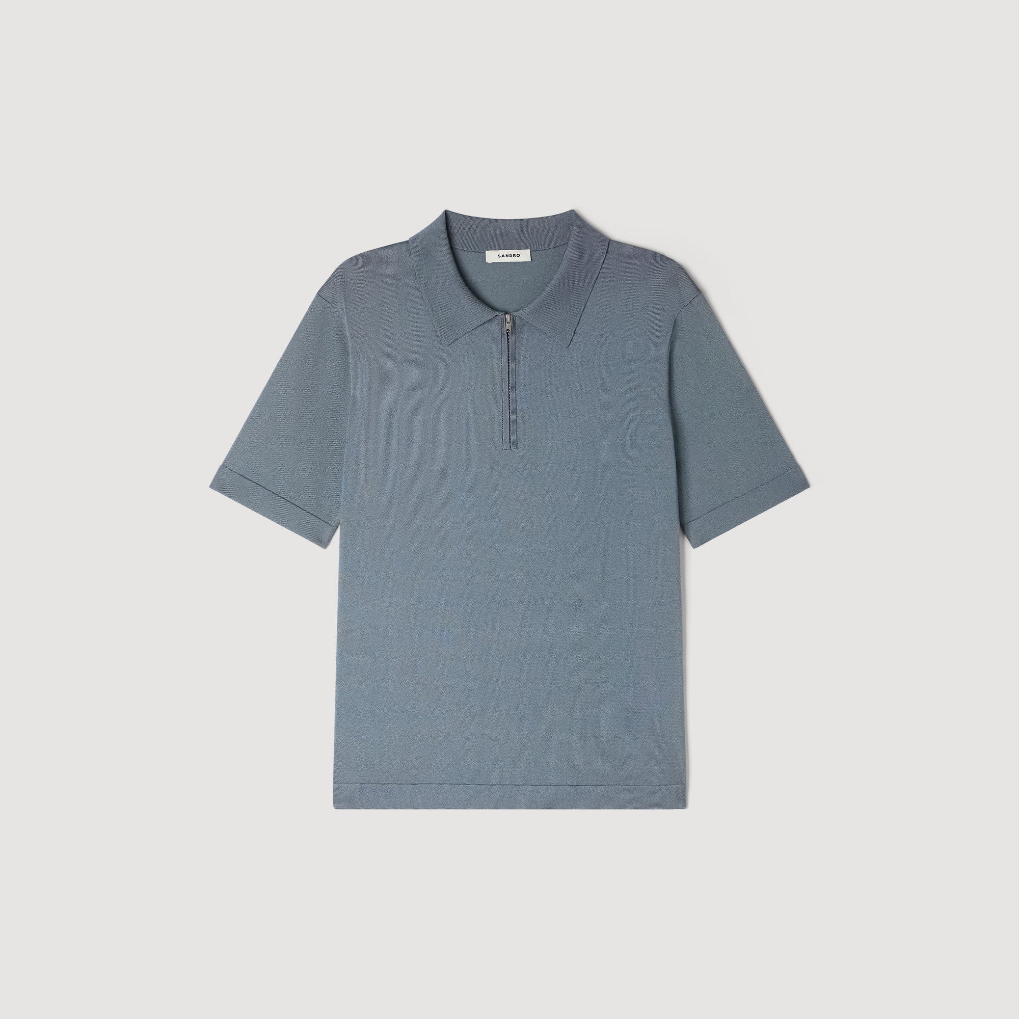 Pablo Zip Knitted Polo Shirt With Zip Collar Grey / Blu