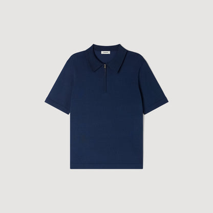 Pablo Zip Knitted Polo Shirt With Zip Collar ROYAL BLUE
