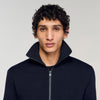 Trucker Cardigan Zip-Up Wool Cardigan Navy Blue