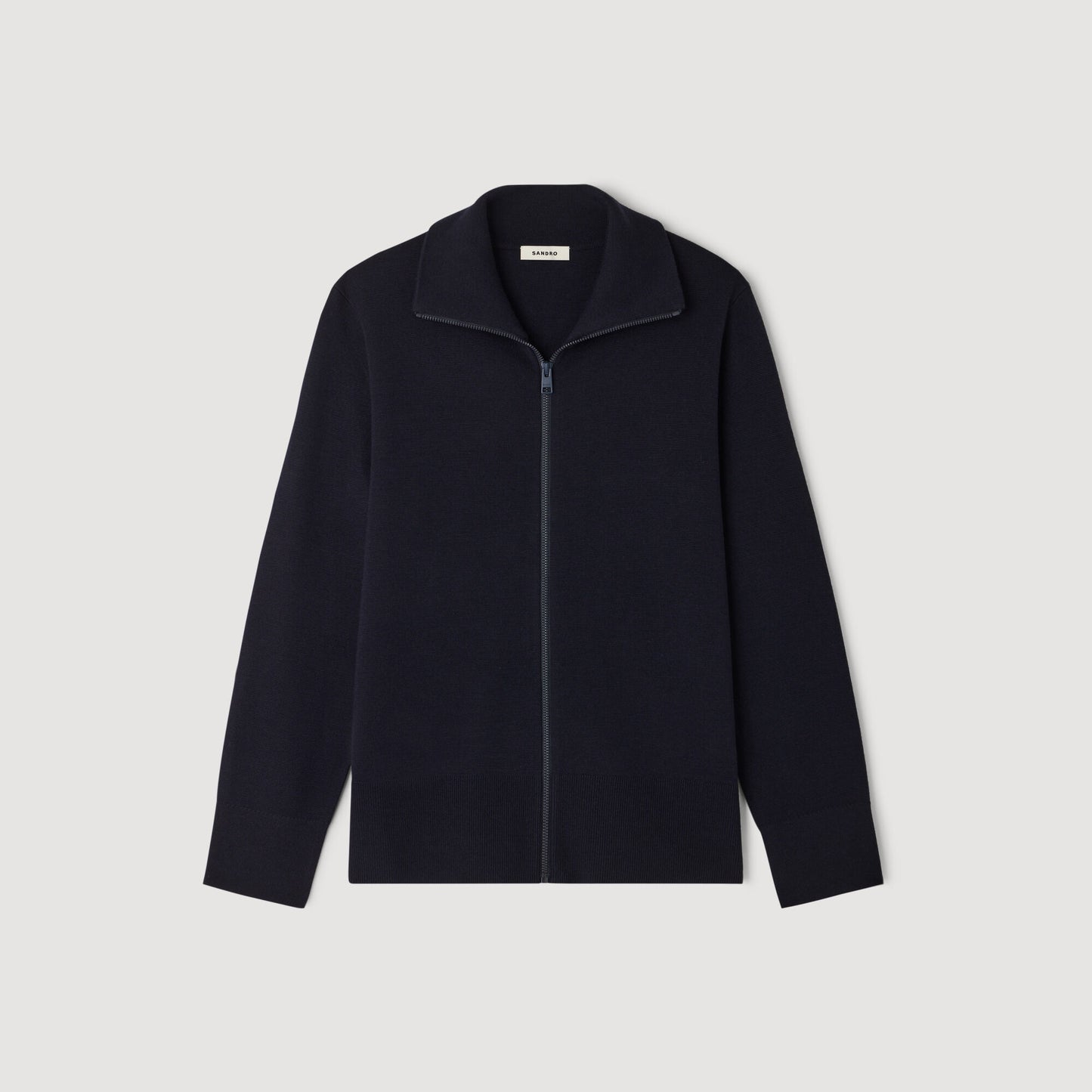 Trucker Cardigan Zip-Up Wool Cardigan Navy Blue