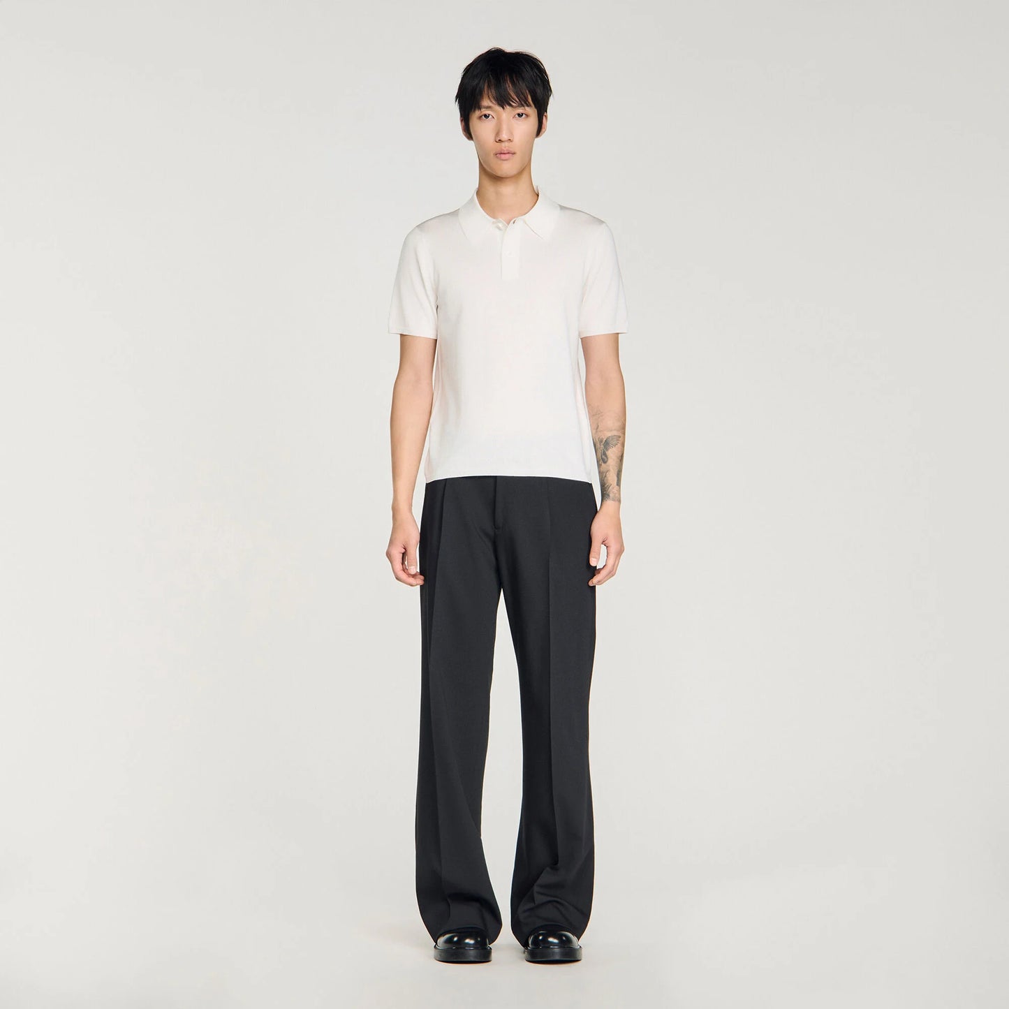 Pablo Short-Sleeve Knitted Polo Shirt White