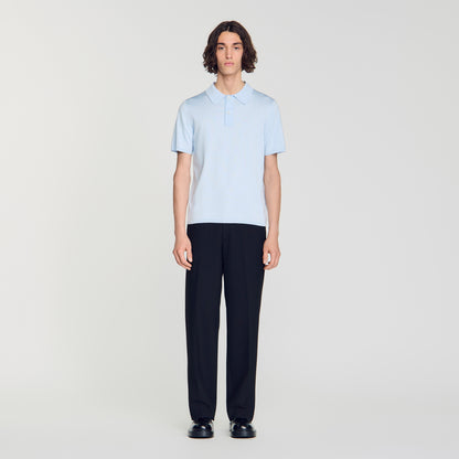 Pablo Short-sleeve knitted polo shirt Blue Sky