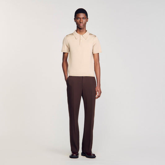 Short-Sleeve Knitted Polo Shirt Oats