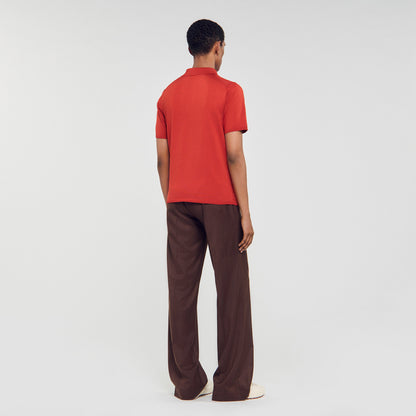 Pablo Short-Sleeve Knitted Polo Shirt Blood Orange