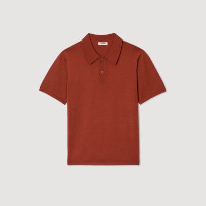 Pablo Short-Sleeve Knitted Polo Shirt Blood Orange