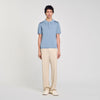 Short-Sleeve Knitted Polo Shirt Chambray