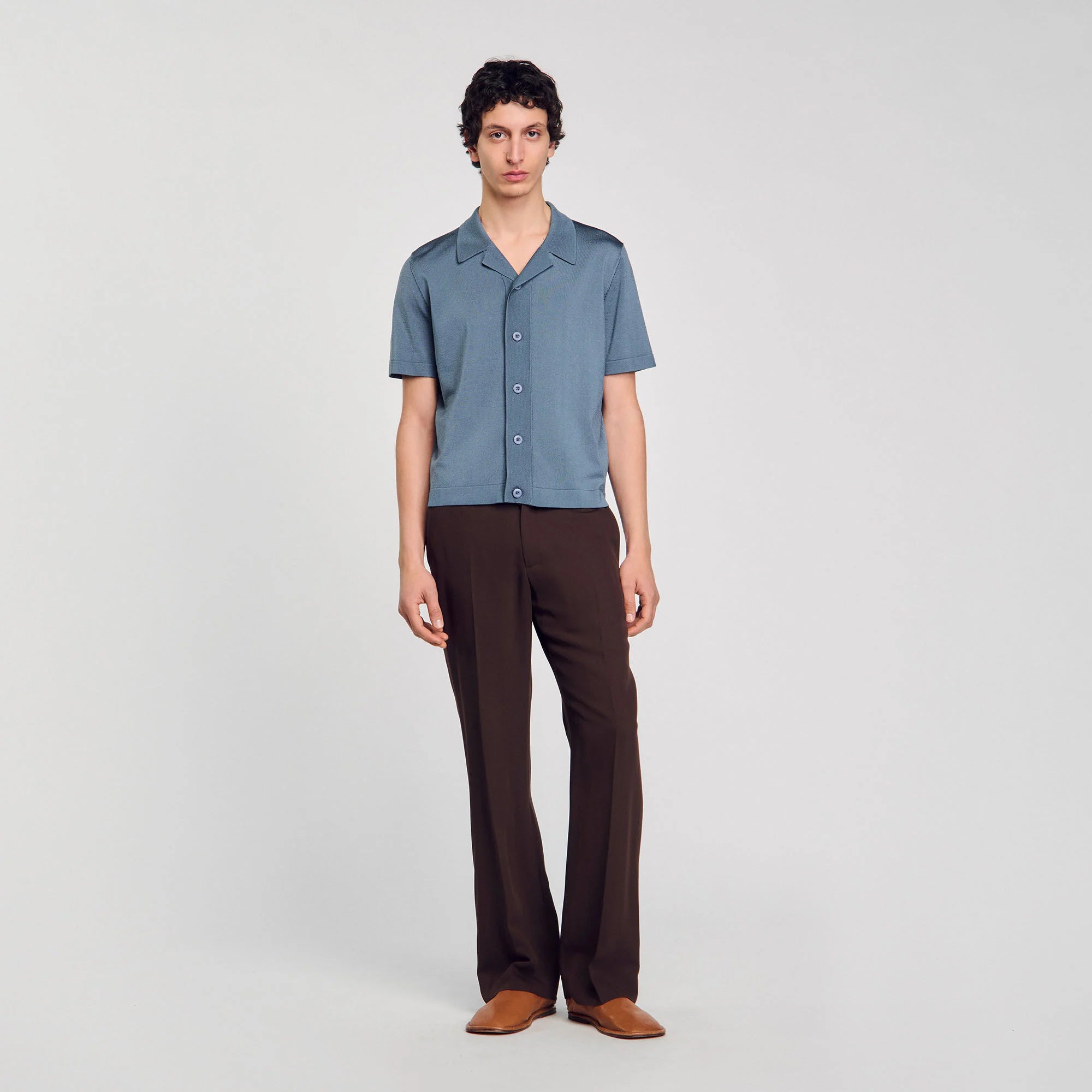 Knit Shirt Short-Sleeved Shirt Dark Chambray