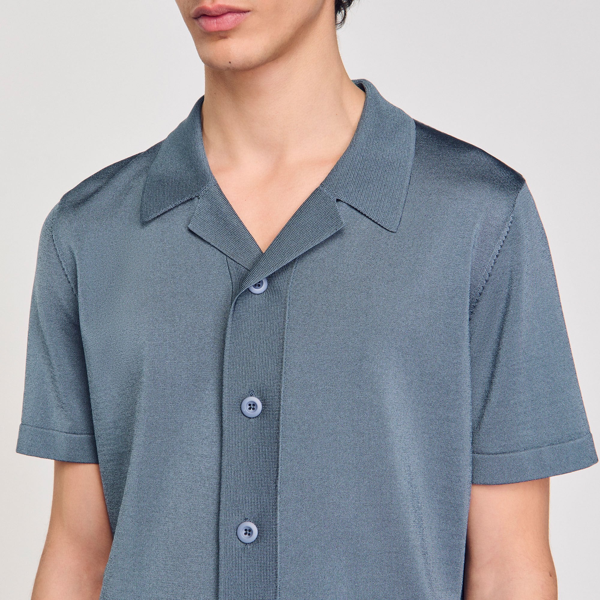 Knit Shirt Short-Sleeved Shirt Dark Chambray
