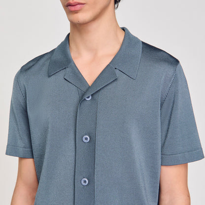 Knit Shirt Short-Sleeved Shirt Dark Chambray