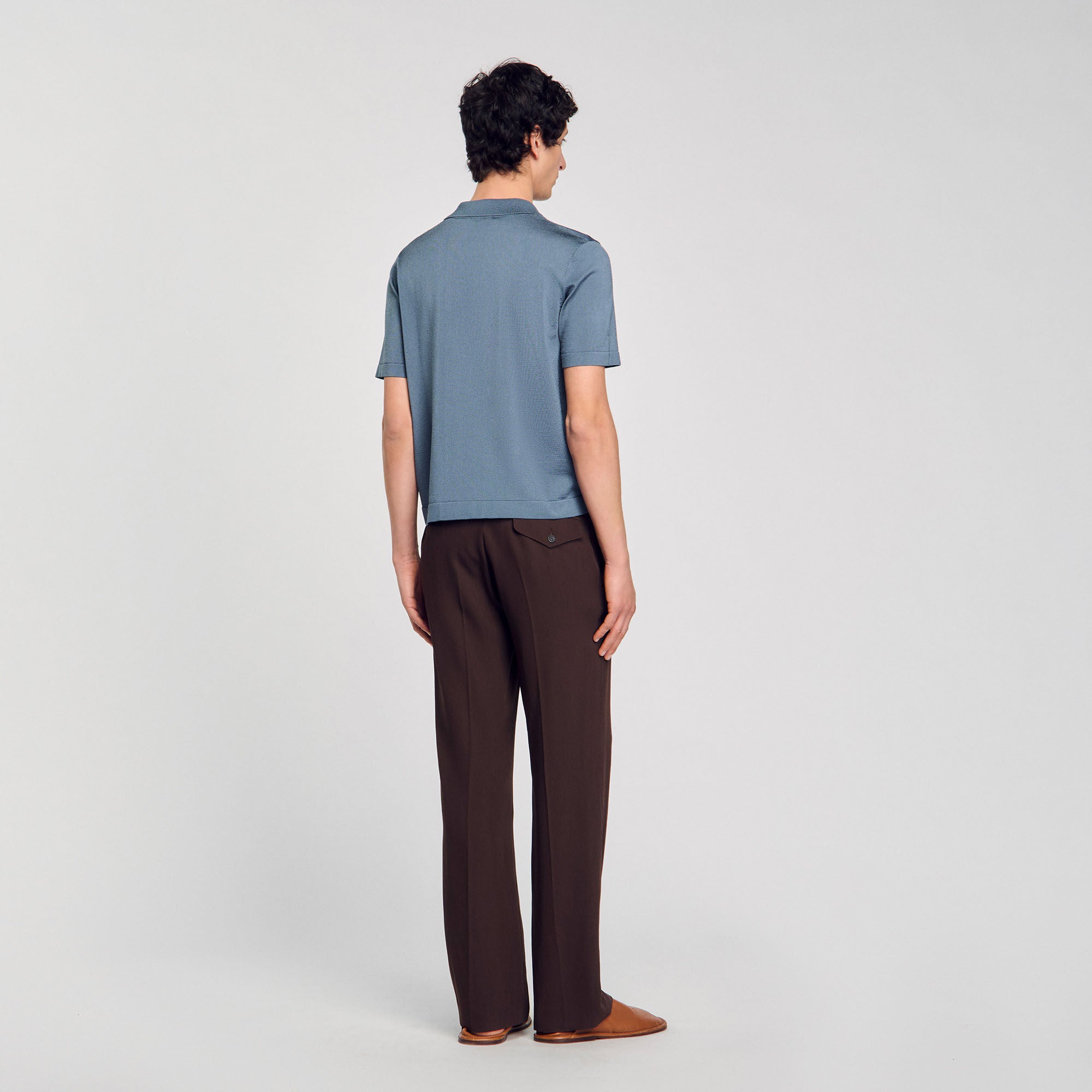 Knit Shirt Short-Sleeved Shirt Dark Chambray