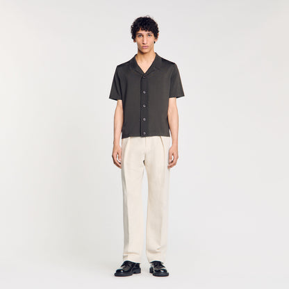Knit Shirt Short-Sleeved Shirt Dark Kaki.