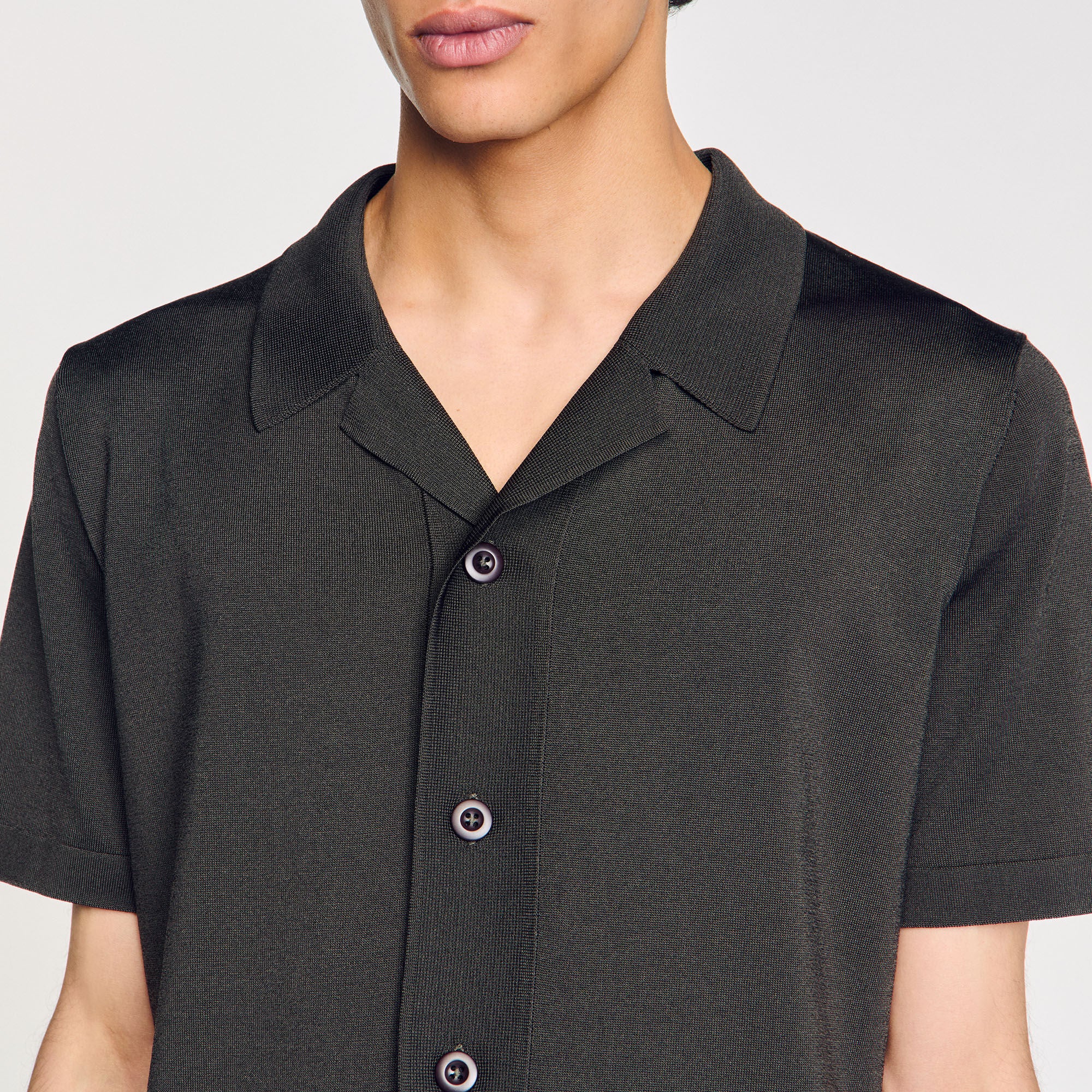 Knit Shirt Short-Sleeved Shirt Dark Kaki.