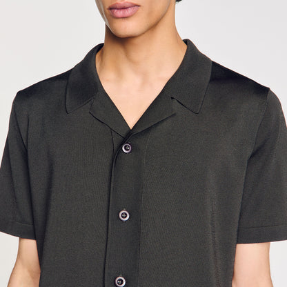 Knit Shirt Short-Sleeved Shirt Dark Kaki.