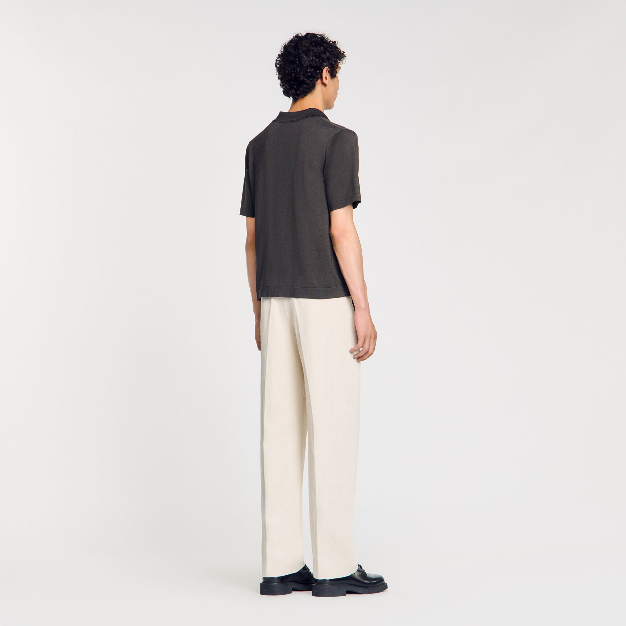 Knit Shirt Short-Sleeved Shirt Dark Kaki.