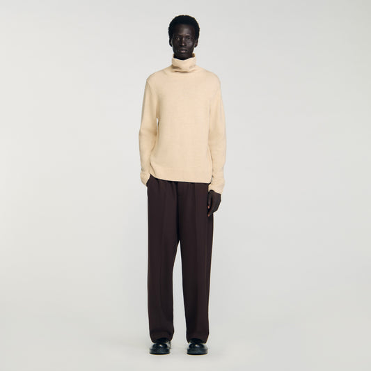 Yak Wool And Cashmere Turtleneck Jumper Beige