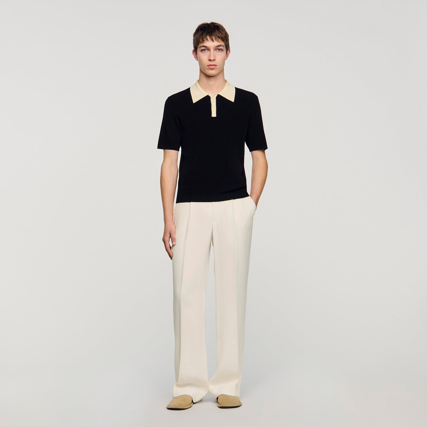 Polo Simone Two-Tone Polo Shirt Black