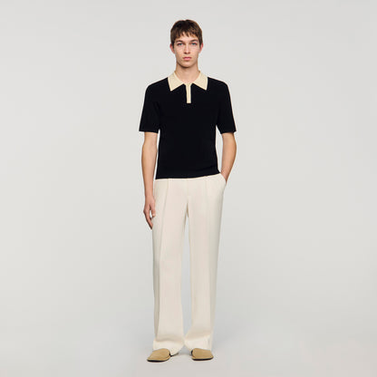Polo Simone Two-Tone Polo Shirt Black