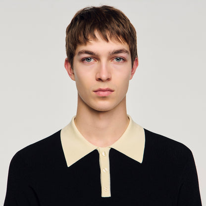 Polo Simone Two-Tone Polo Shirt Black
