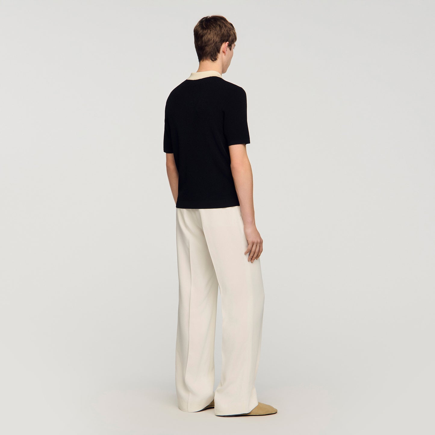Polo Simone Two-Tone Polo Shirt Black