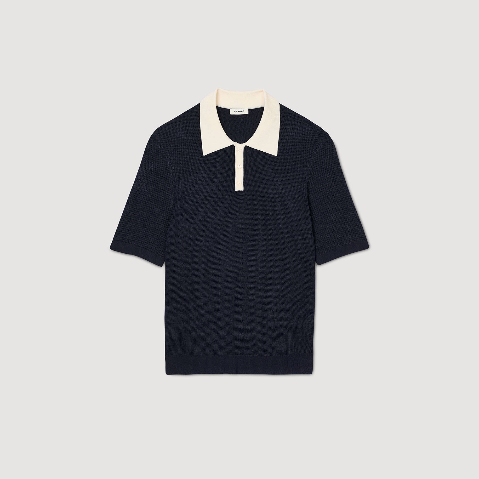  Polo Simone Two-Tone Polo Shirt Navy Blue