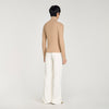 Ribbed Cardigan Zip Cardigan With Standing Collar Beige