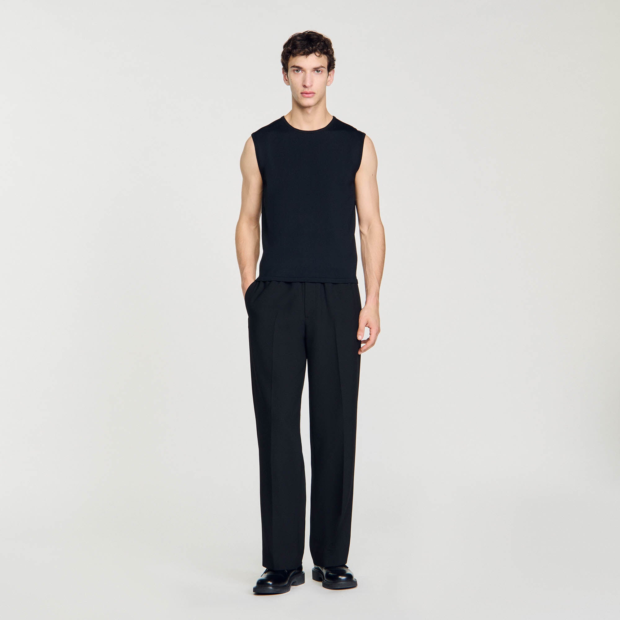 Fine Knit Vest Top Black