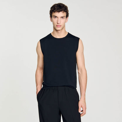 Fine Knit Vest Top Black
