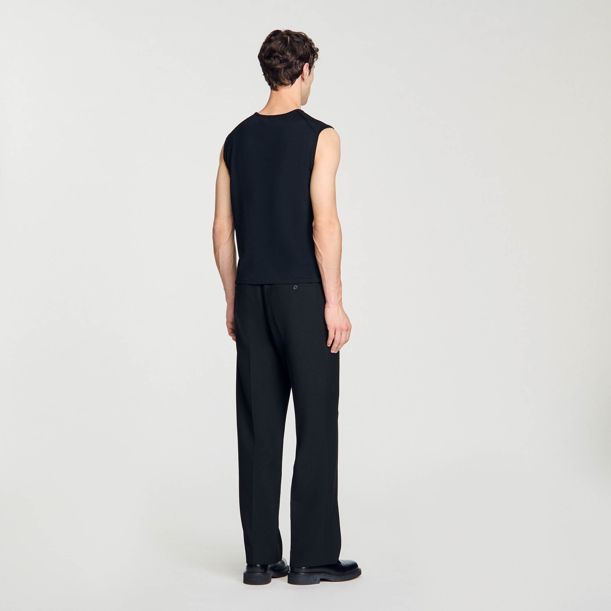 Fine Knit Vest Top Black