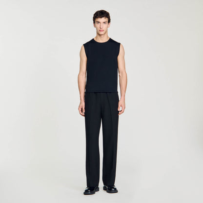 Fine Knit Vest Top Black