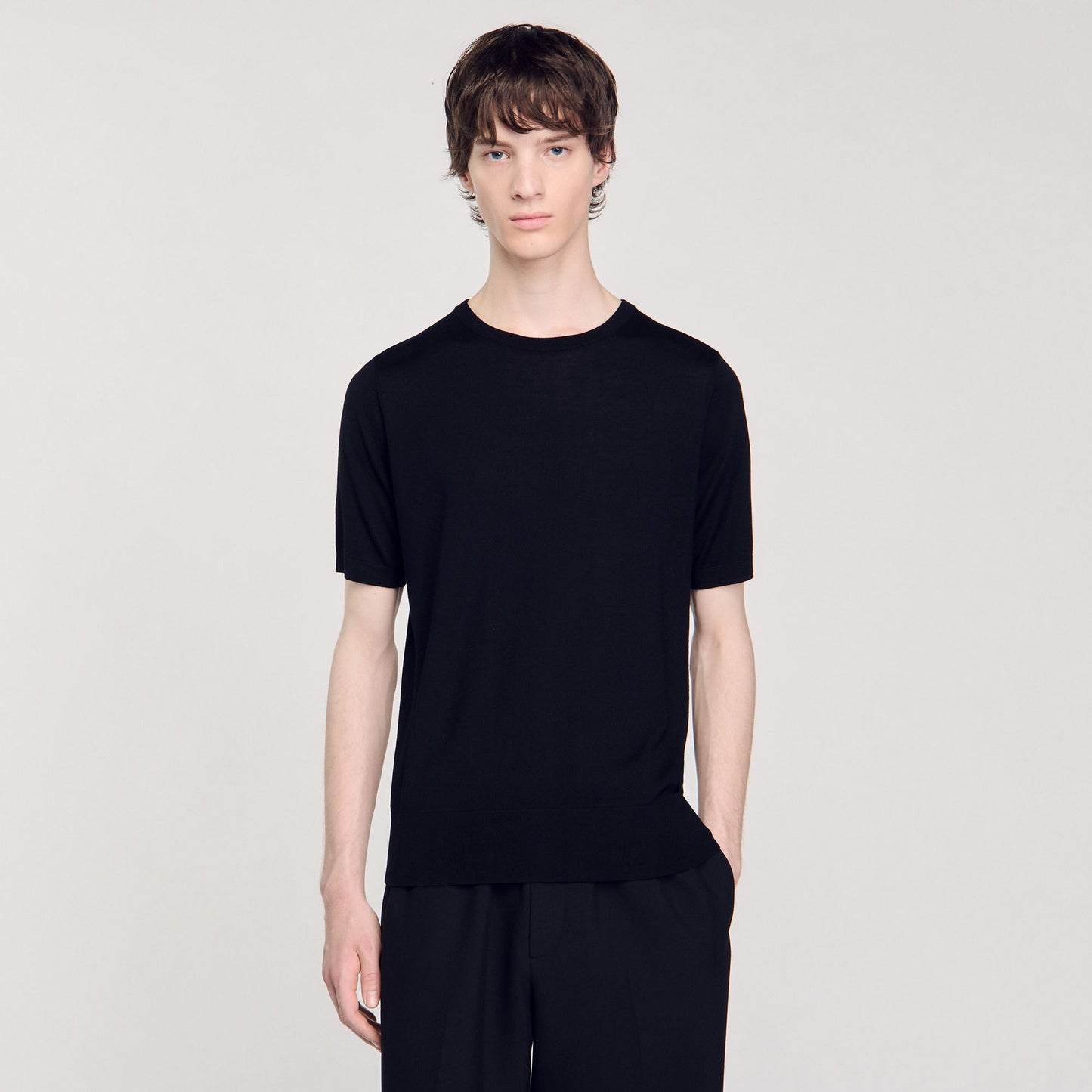 Flowing Knit T-shirt Black