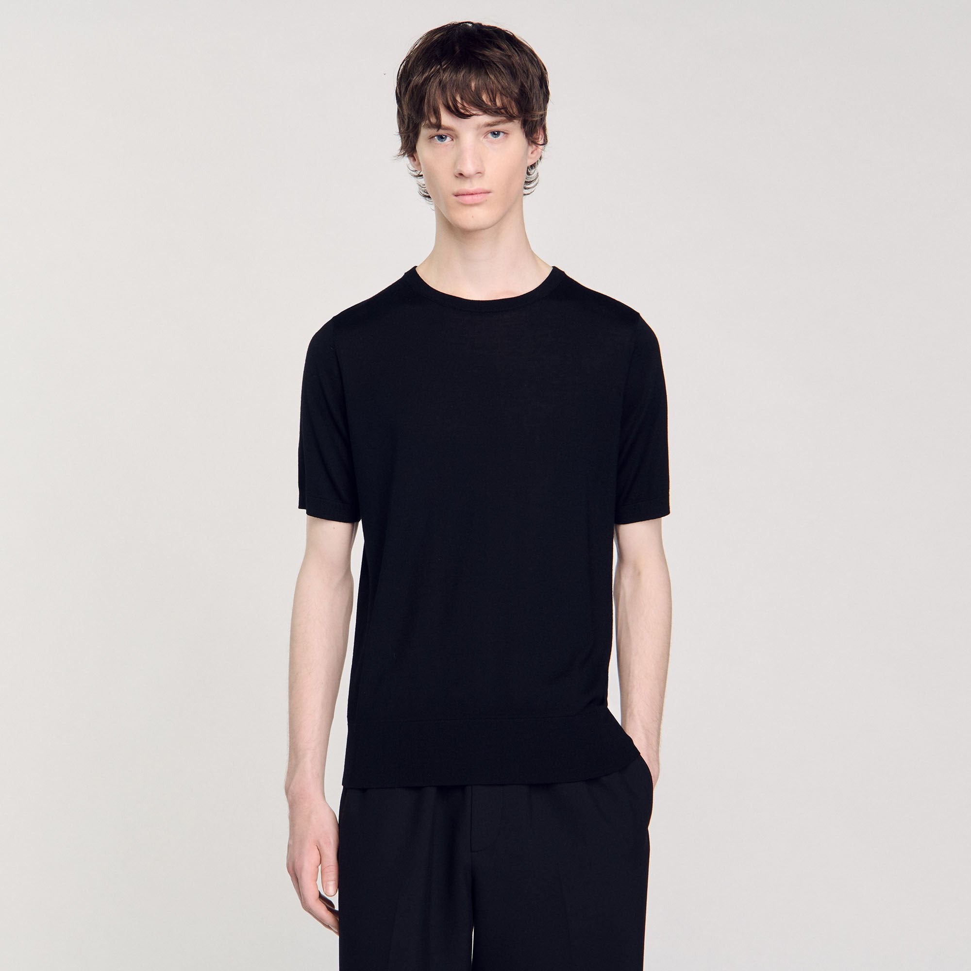 Flowing Knit T-shirt Black