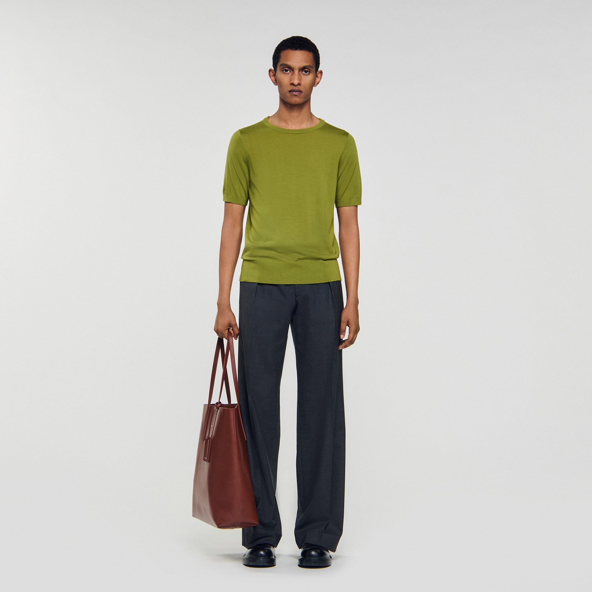 Merinos Tee Flowing Knit T-Shirt Super Grass