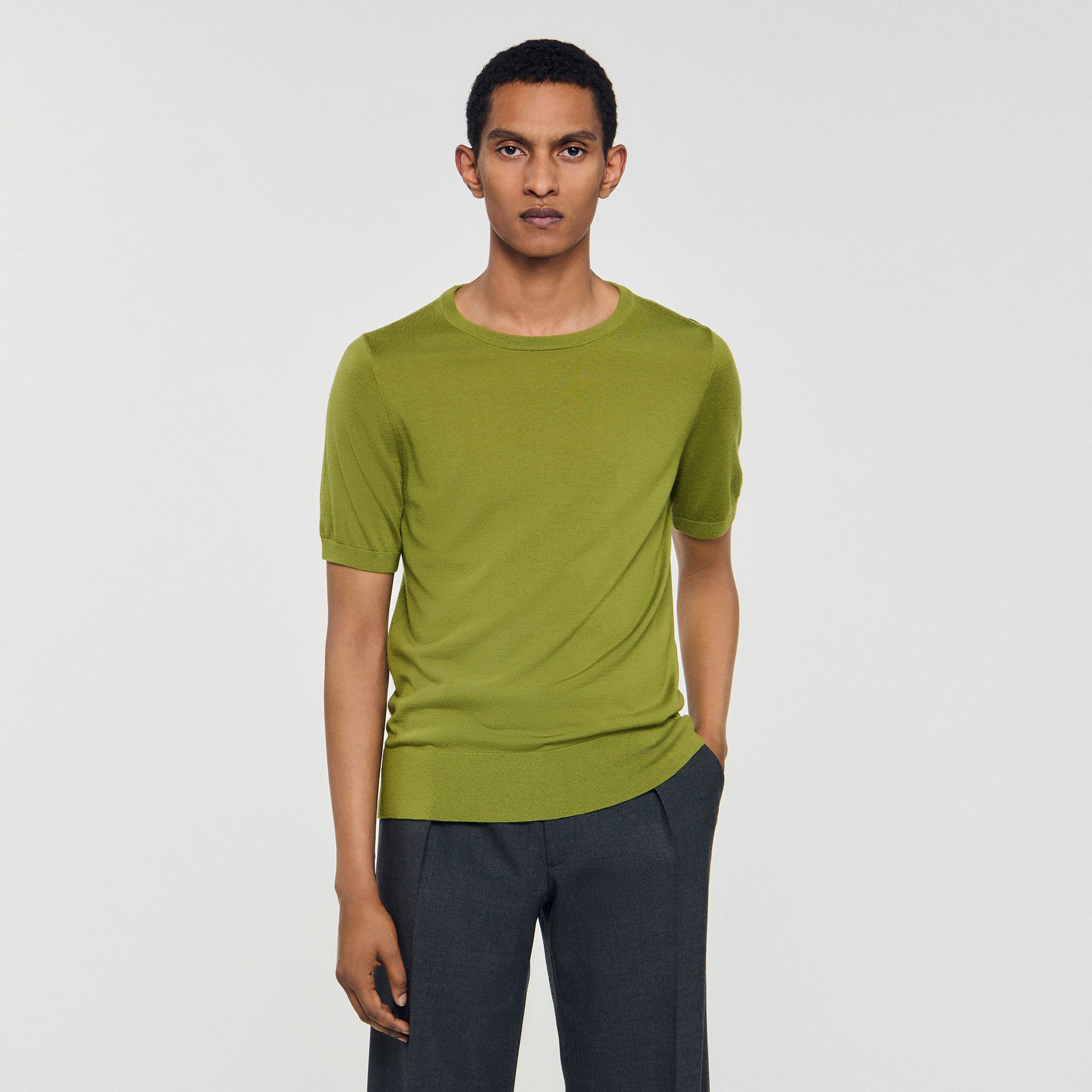 Merinos Tee Flowing Knit T-Shirt Super Grass