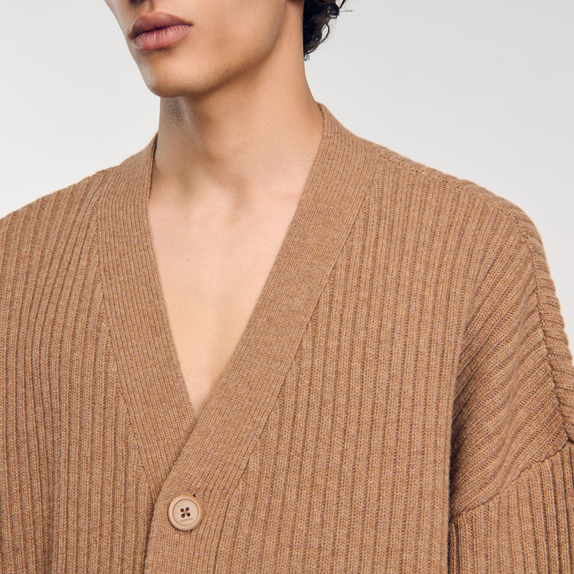 Oversized Rib Knit Cardigan Praline