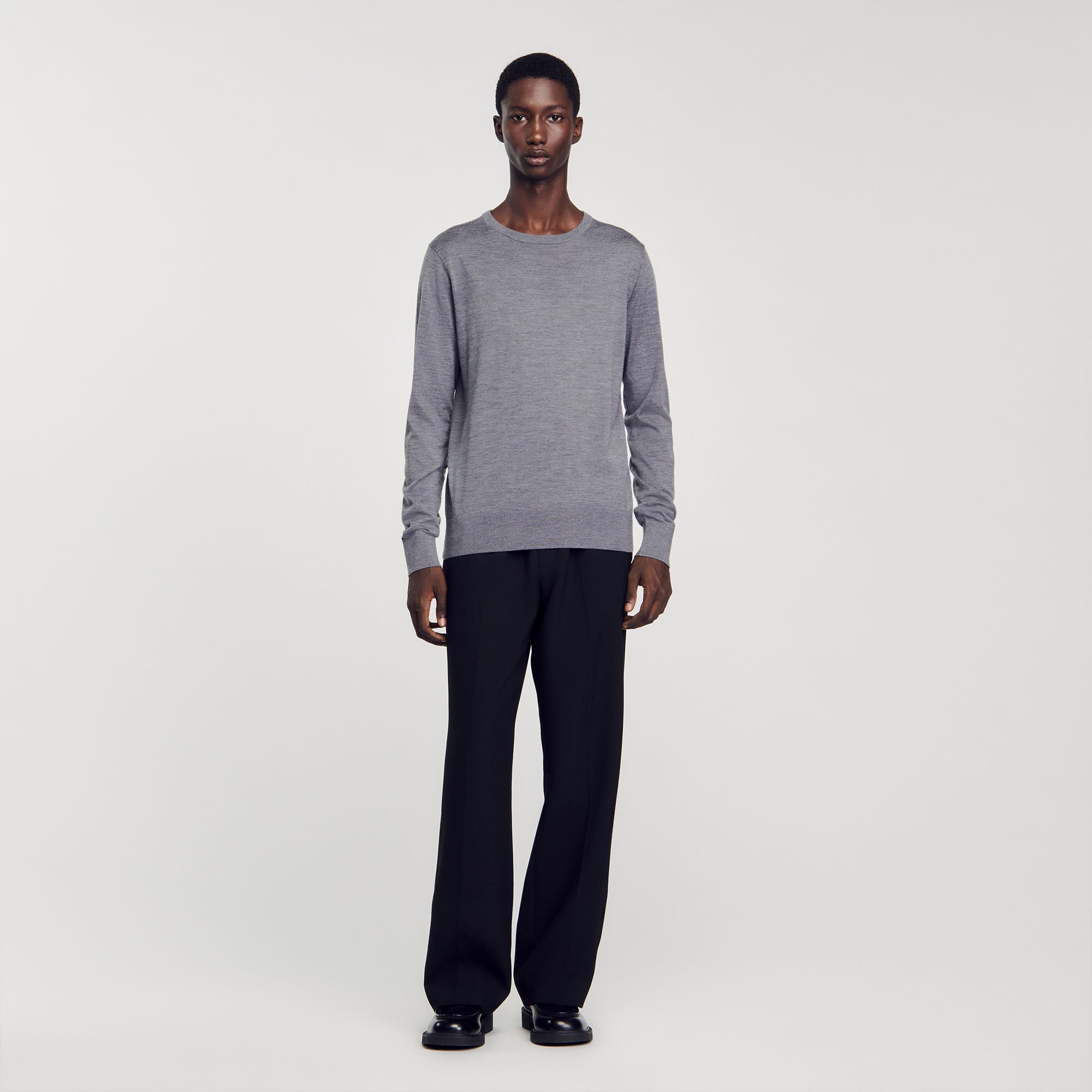 Fine Knit Jumper Mocked Grey