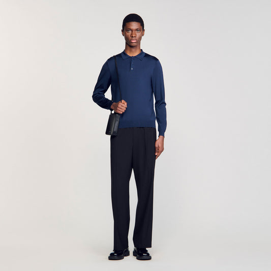 New Polo Phoebe Ls Rib Knit Polo Shirt Royal Blue