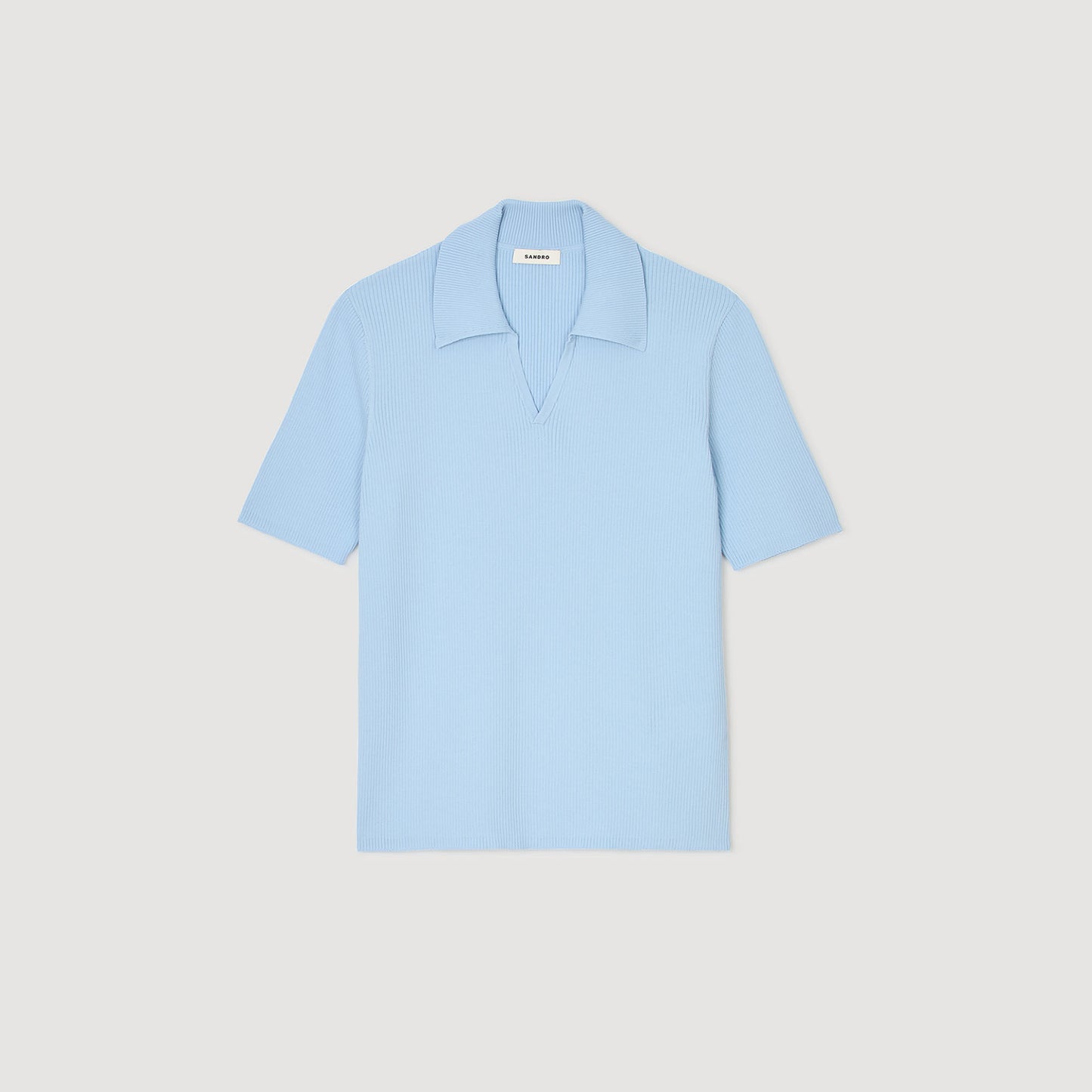  New Polo Phoebe V Rib Knit Polo Shirt Blue Sky