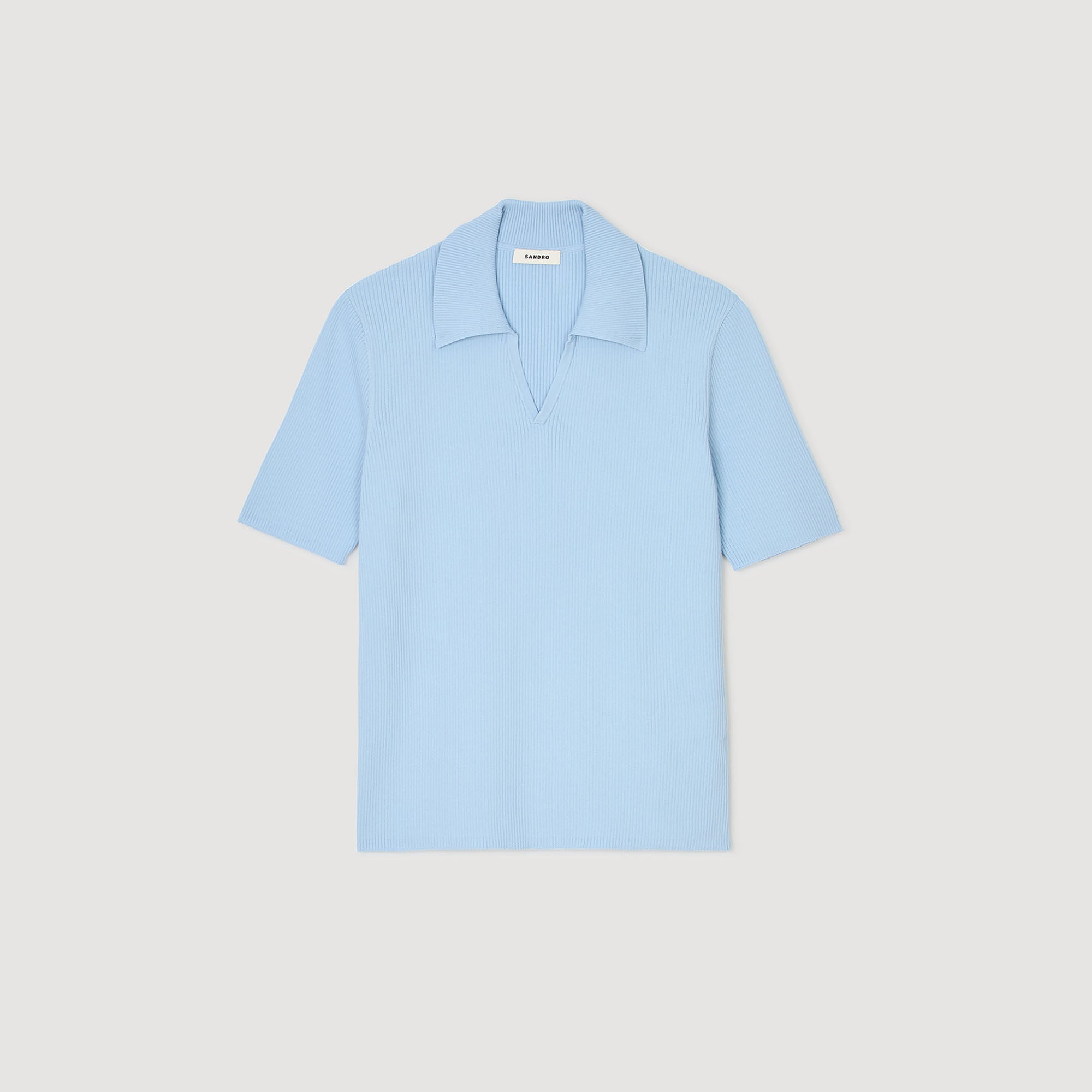  New Polo Phoebe V Rib Knit Polo Shirt Blue Sky