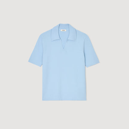  New Polo Phoebe V Rib Knit Polo Shirt Blue Sky