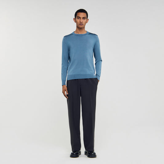Pablo Crewneck Fine Knit Jumper Blue Office
