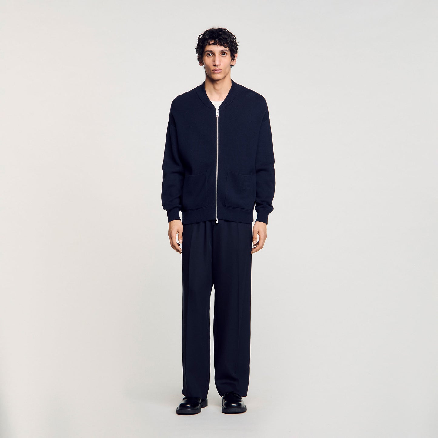 Navy Blue Knit Jacket