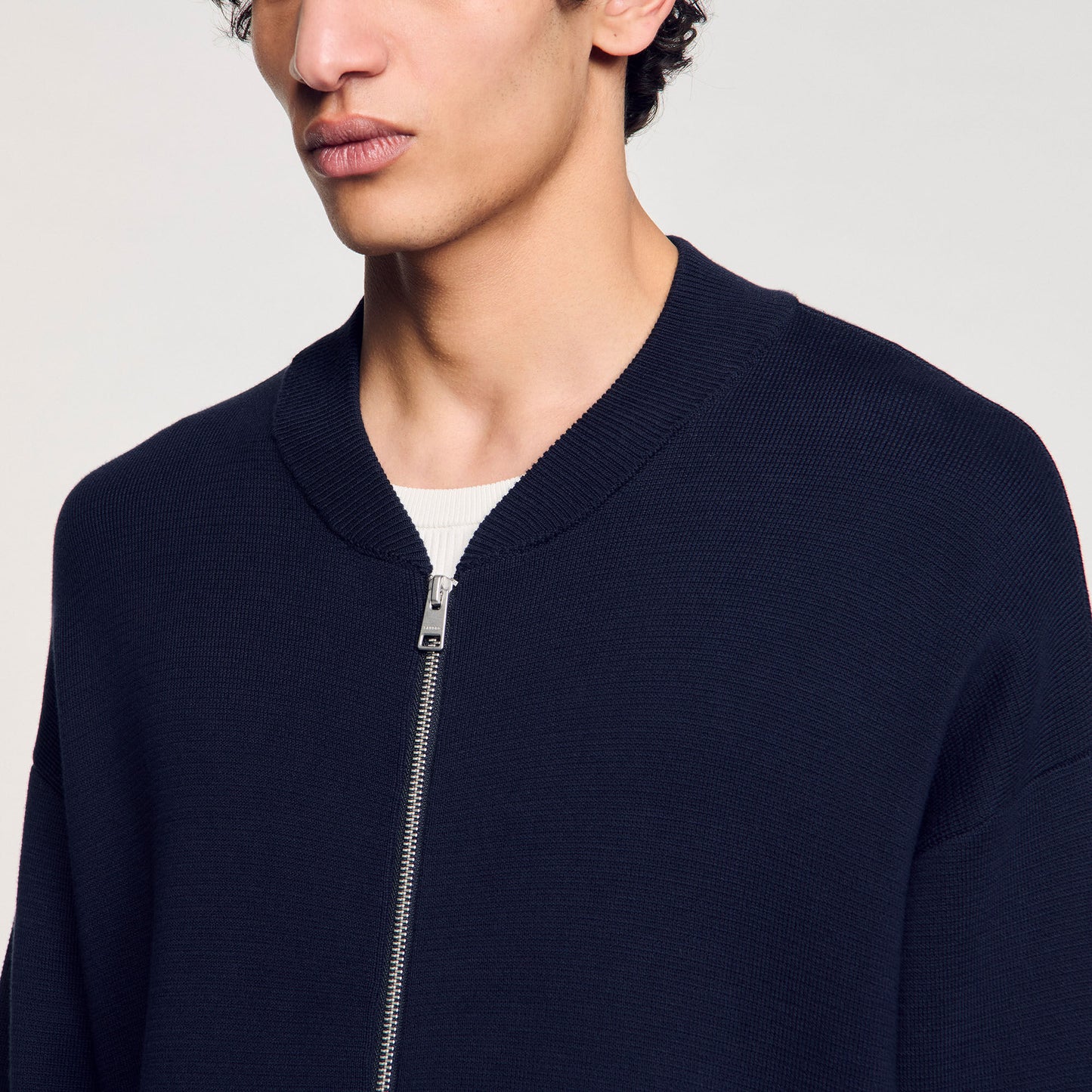 Navy Blue Knit Jacket