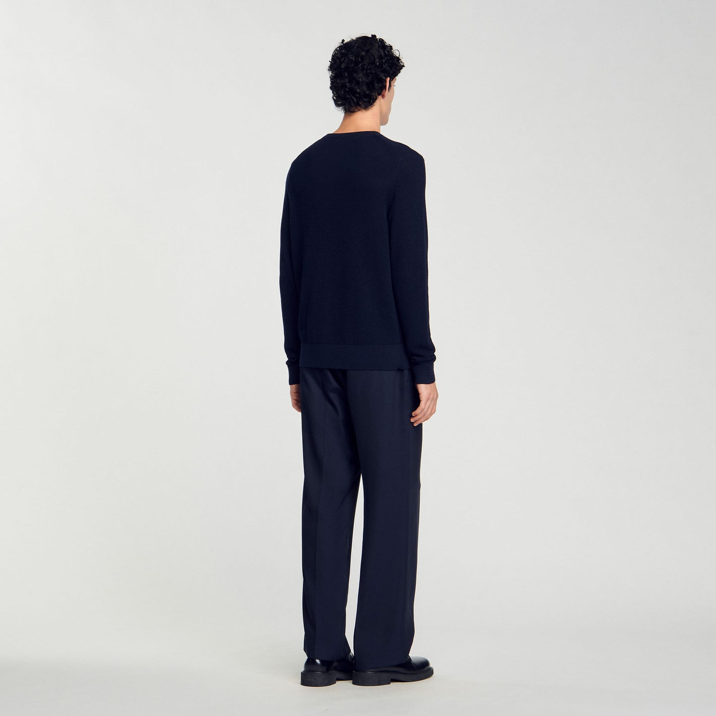 Rice Cotton Textured Knit Jumper Navy Blue