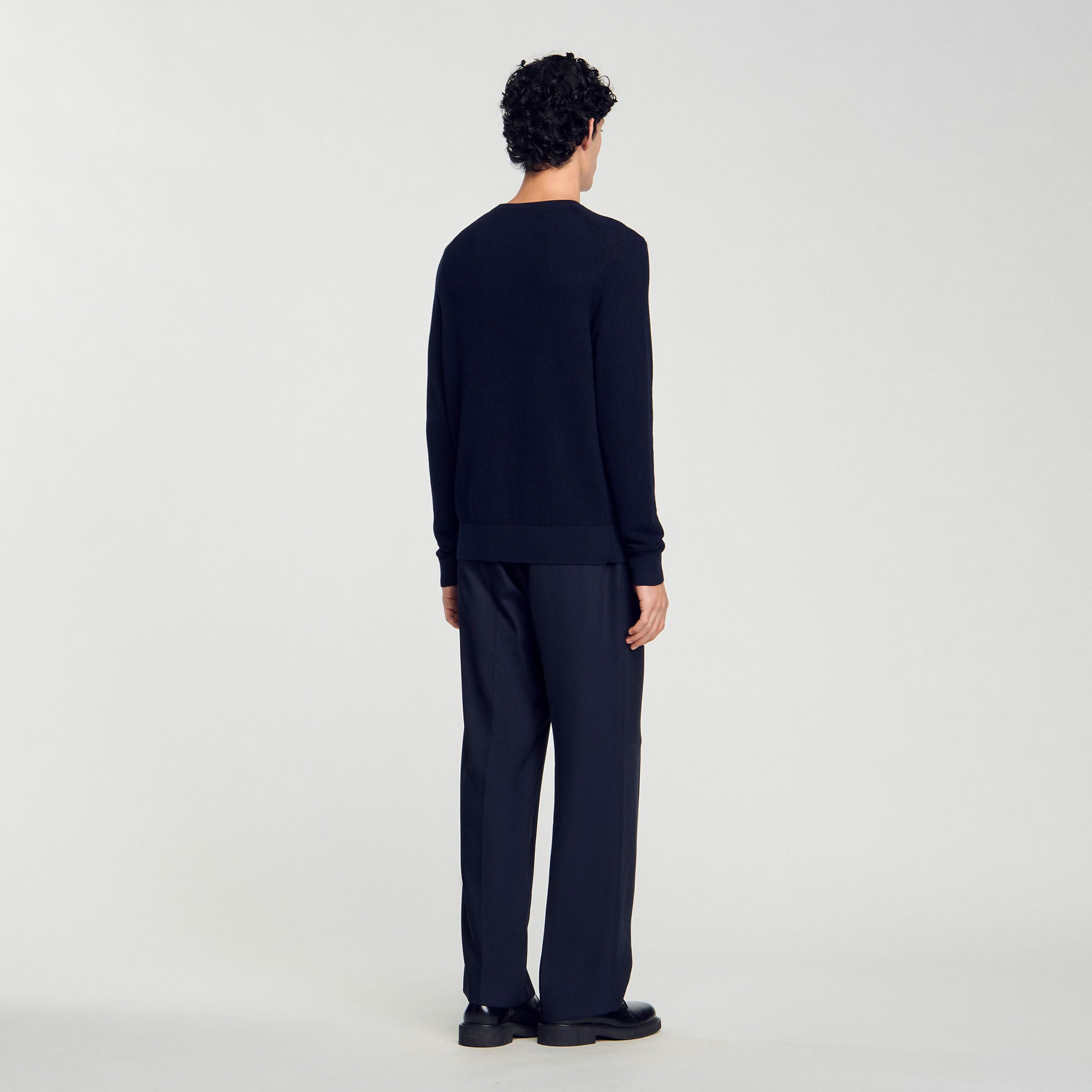 Rice Cotton Textured Knit Jumper Navy Blue